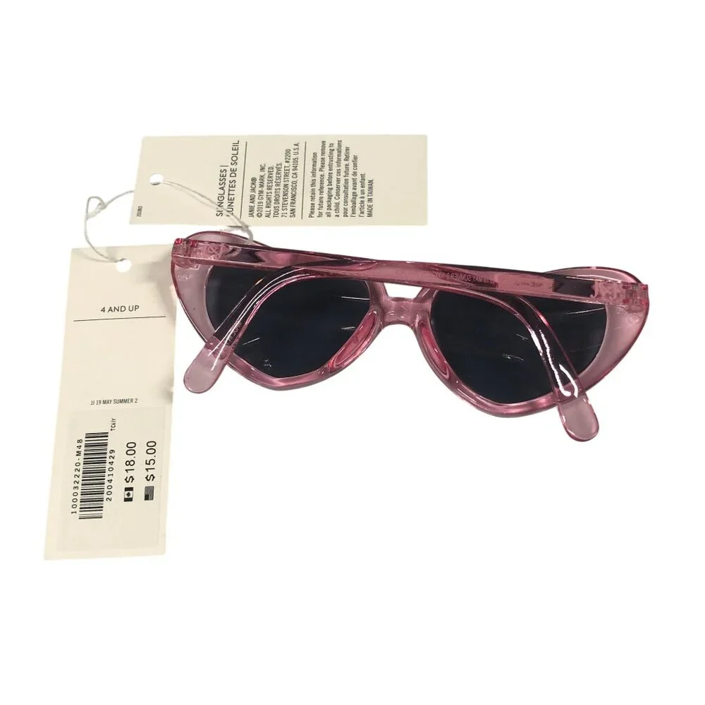 Janie and Jack Sunglasses Heart Frames Pink 4 And Up